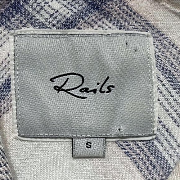 Rails Anthropologie Hunter White Coast Blush Button Down Flannel Plaid Shirt - Picture 5 of 8